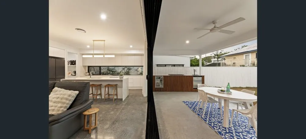 Open-plan Brisbane home with a polished concrete floor by OzGrind