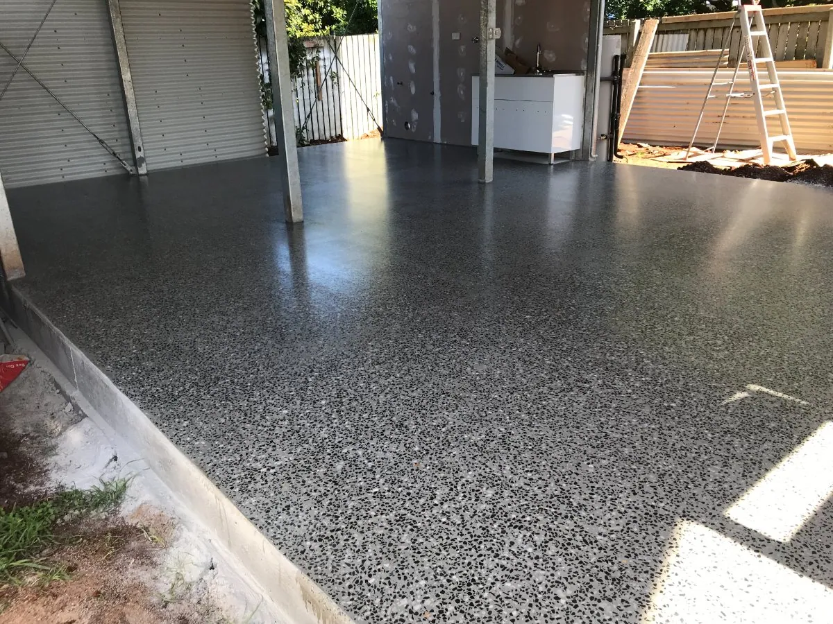 Grey hybrid concrete floor in the Aesop Carindale store, Brisbane by OzGrind