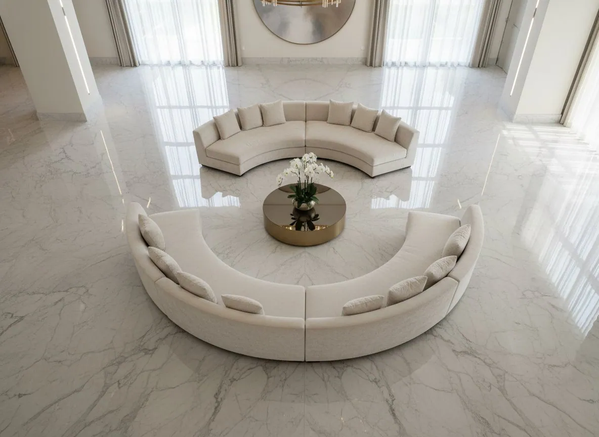 Polished marble floor in a luxury Brisbane residence