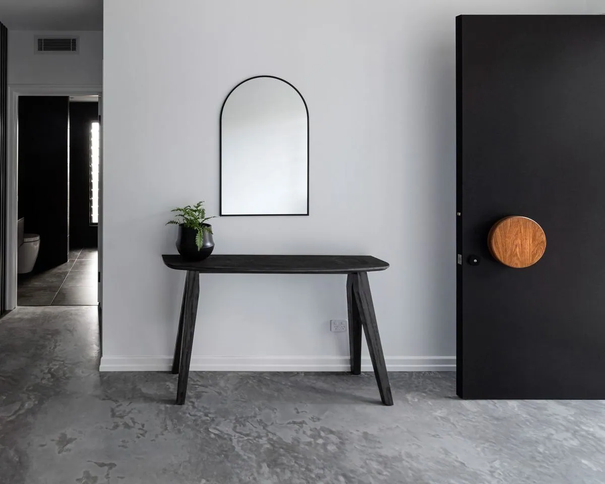 Polished concrete entry floor in a Brisbane home
