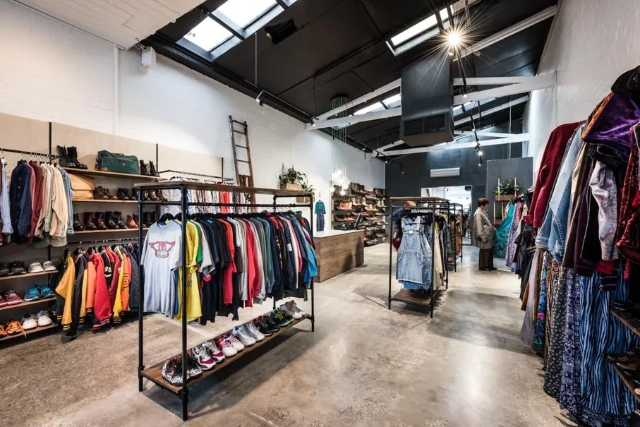 Grind and seal concrete floor in a Brisbane vintage clothing store
