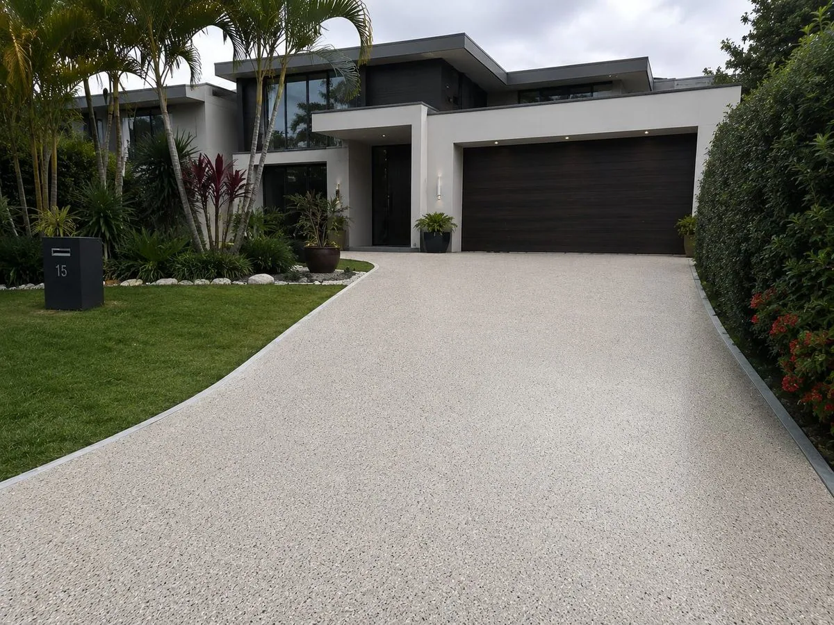 SprayCrete and pebblecrete removal, driveway resurfaced to honed concrete in Brisbane