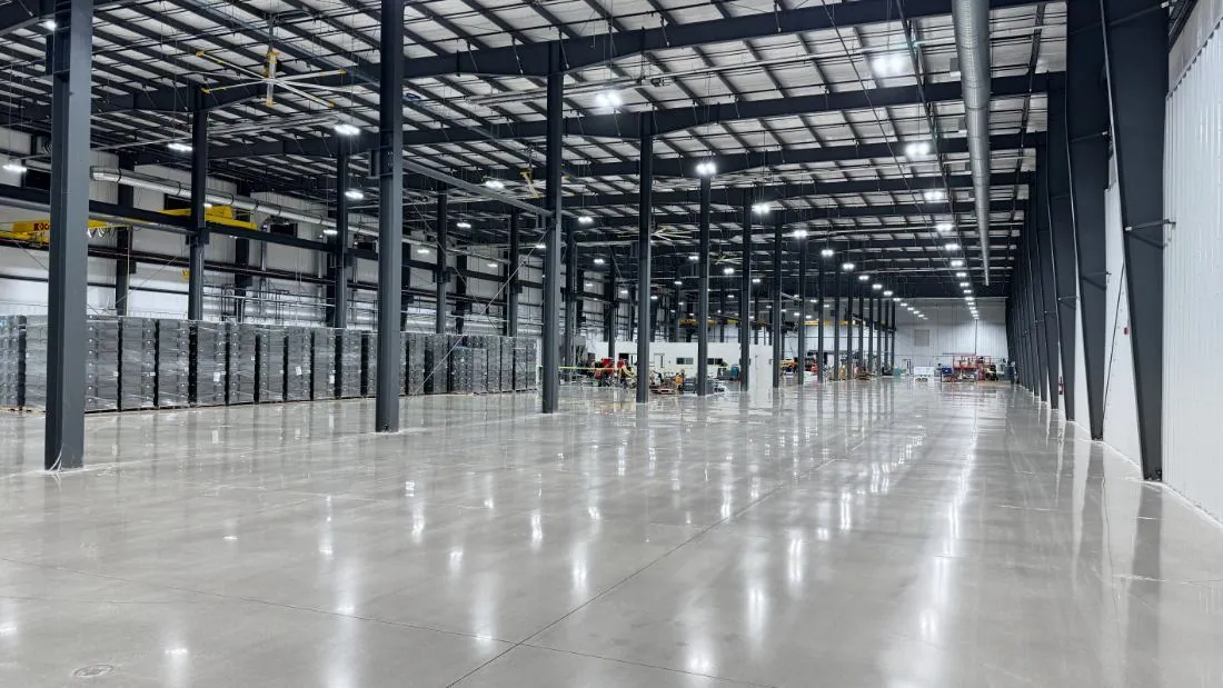 Ground and polished factory floor in a Brisbane manufacturing facility