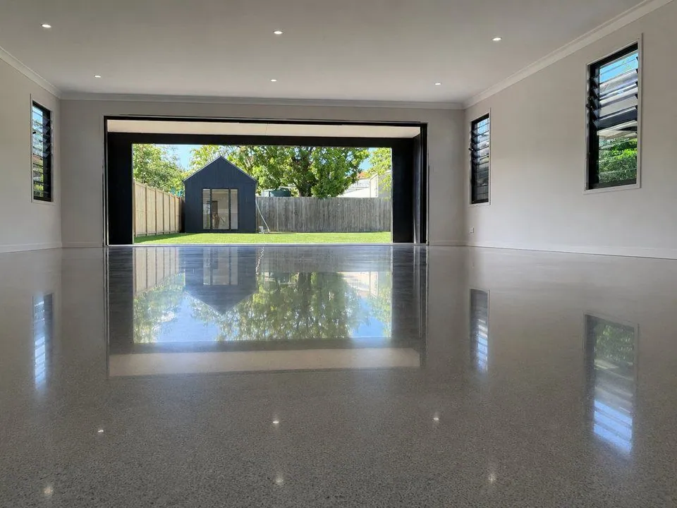 Polished concrete garage floor Brisbane Polished concrete garage floor with exposed aggregate in Brisbane