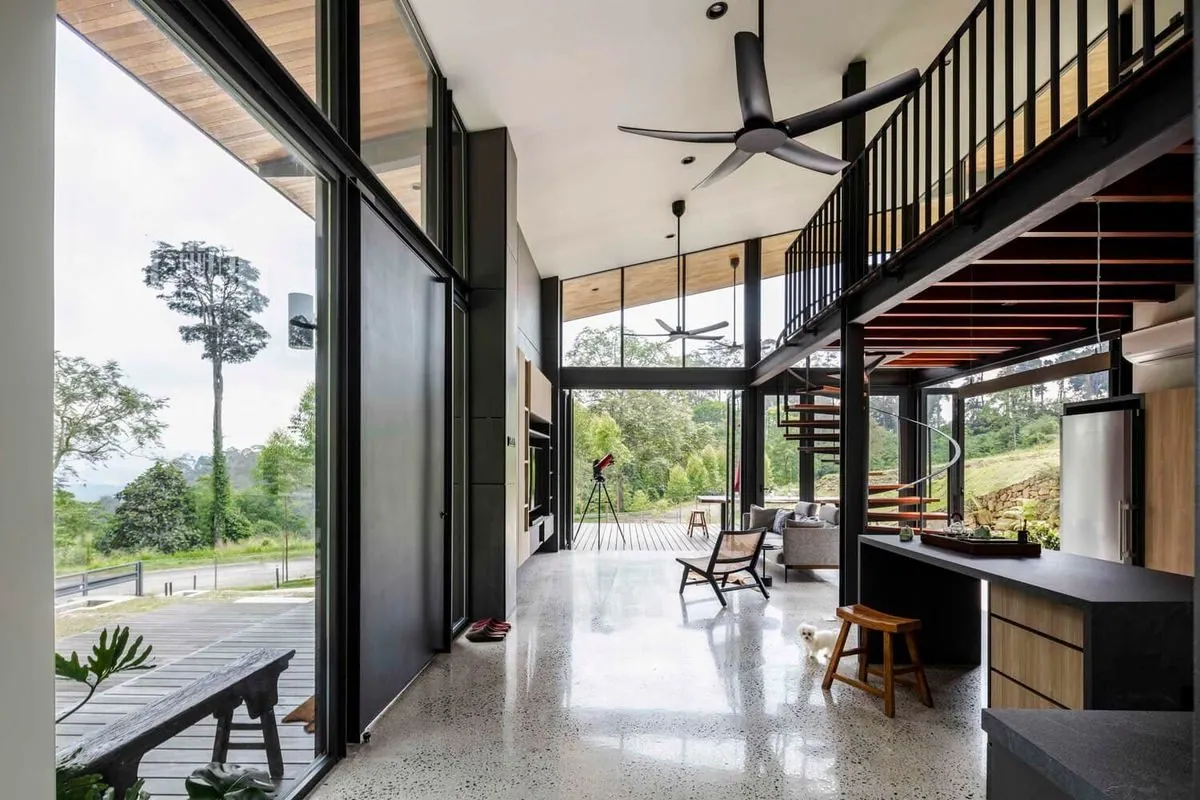 Polished concrete kitchen floor Brisbane home