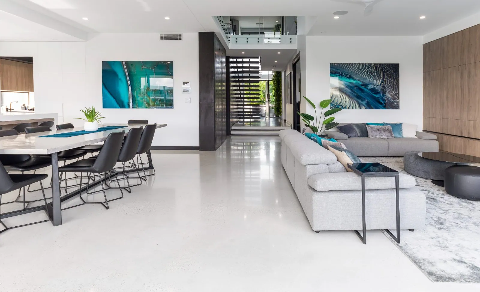 Mechanically polished concrete living floor at River Links Brisbane