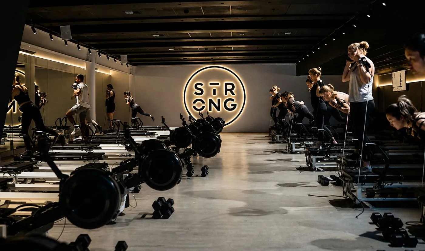 Polished concrete floor in a commercial gym studio, Brisbane
