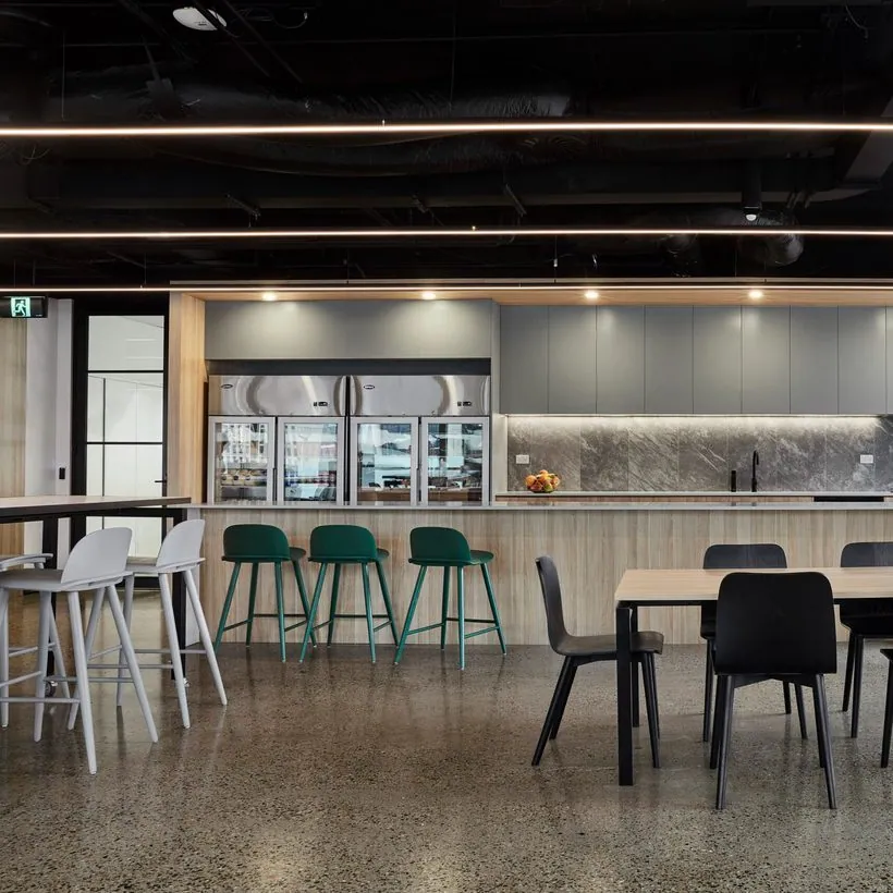 Grind and seal polished concrete floor in a Brisbane office
