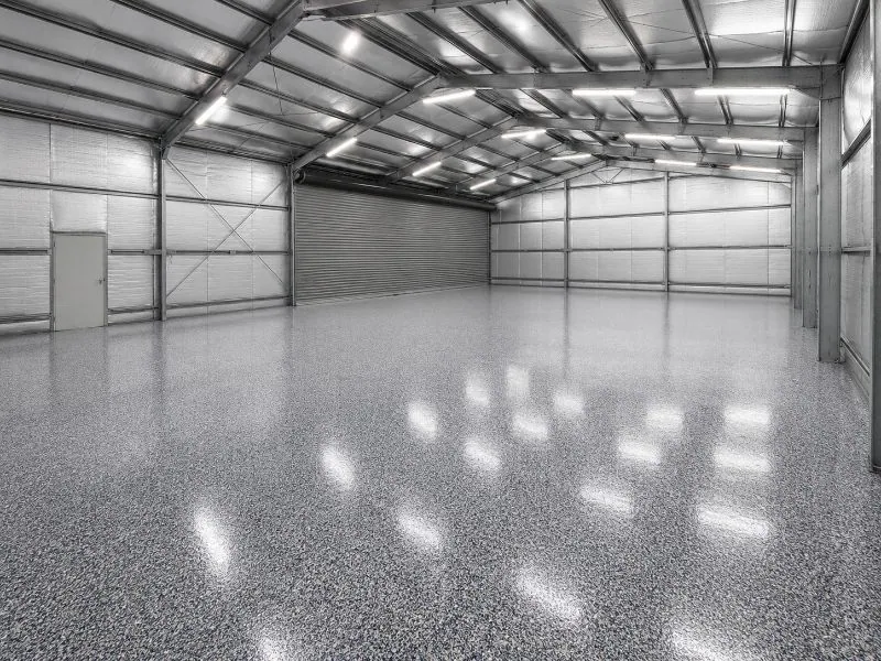 Epoxy flake floor in a Brisbane factory shed