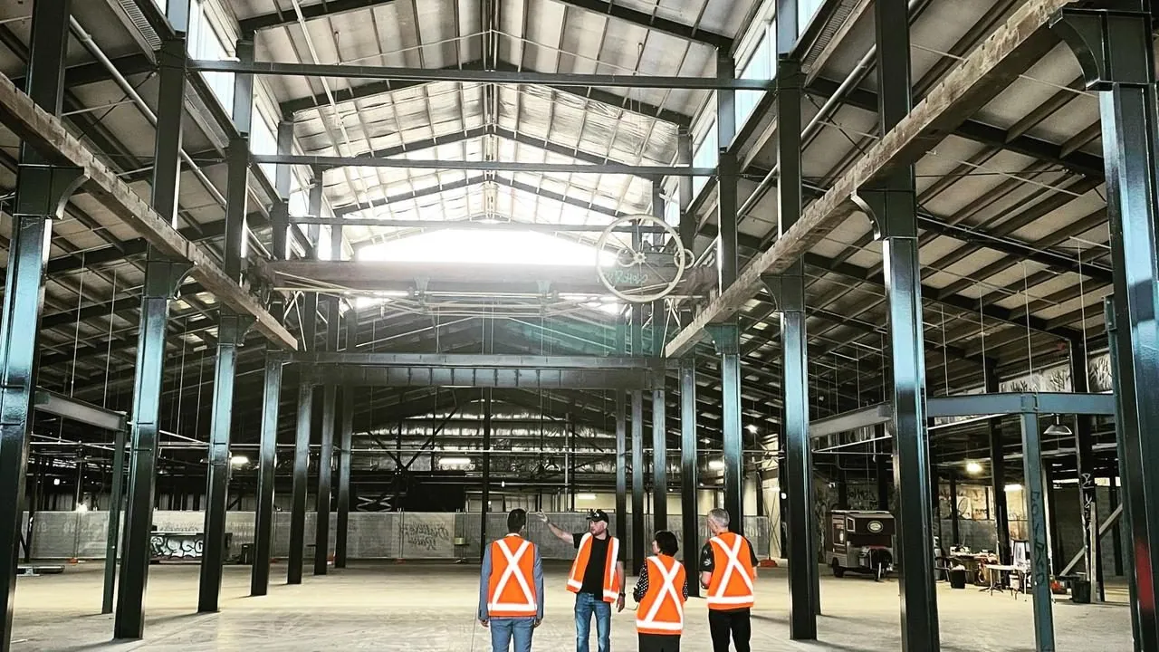 Industrial concrete floor in the Zarraffas Coffee warehouse fit-out under way, Brisbane