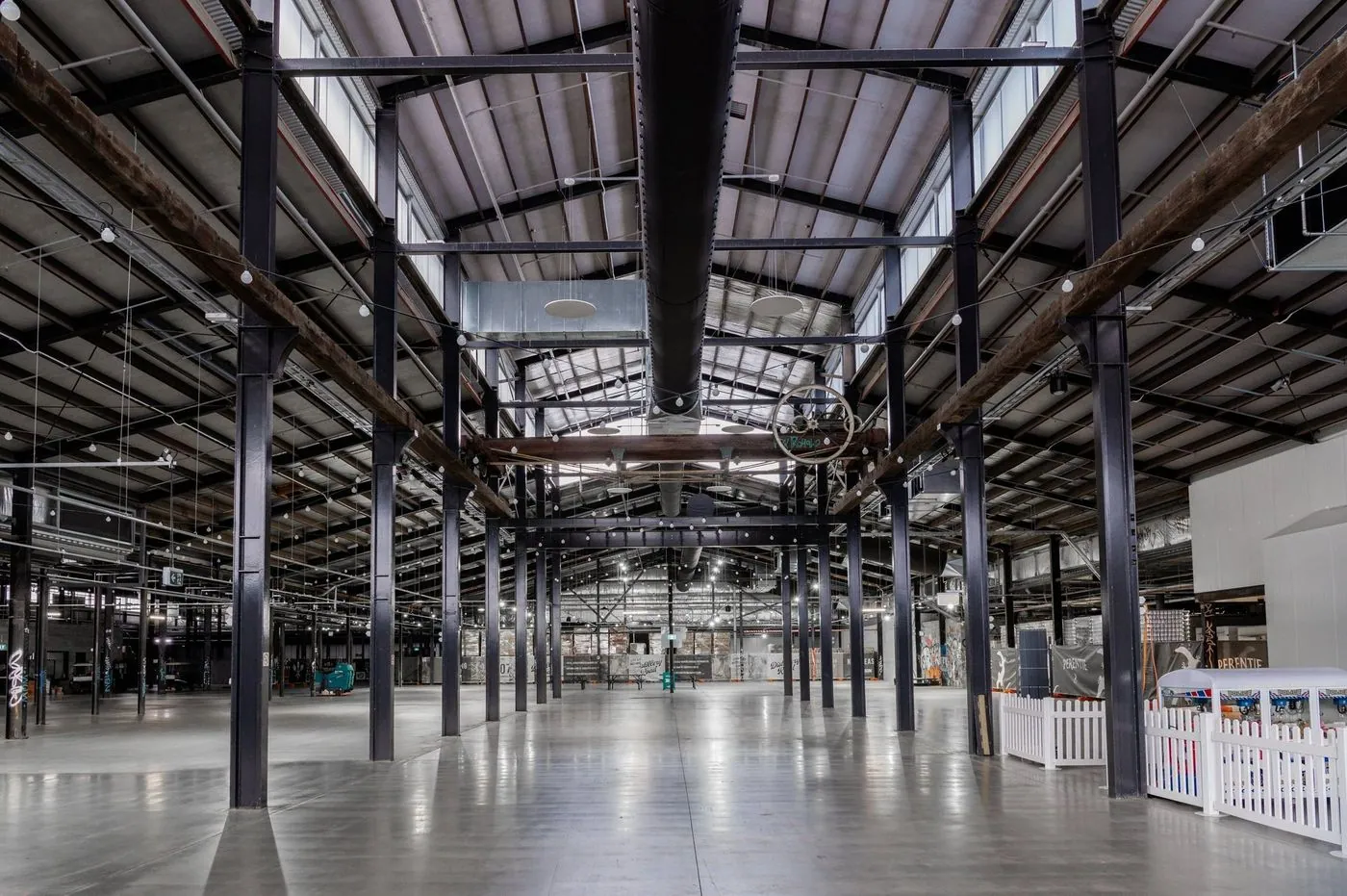Polished concrete floor in a heritage warehouse event space in Brisbane