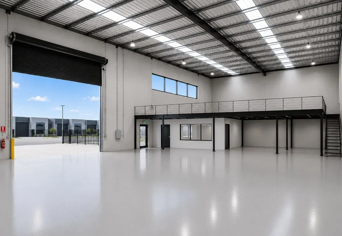 Polyurethane-topped epoxy floor in a Brisbane shed workshop