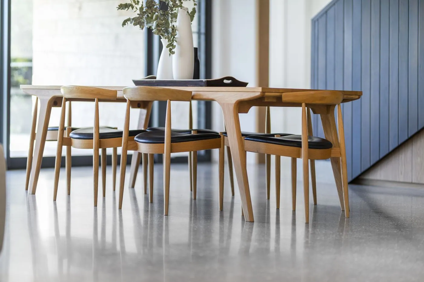 Polished concrete dining area in a Sunshine Coast home