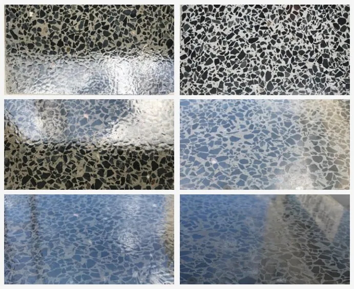 Polished concrete stone exposure and gloss level samples in Brisbane