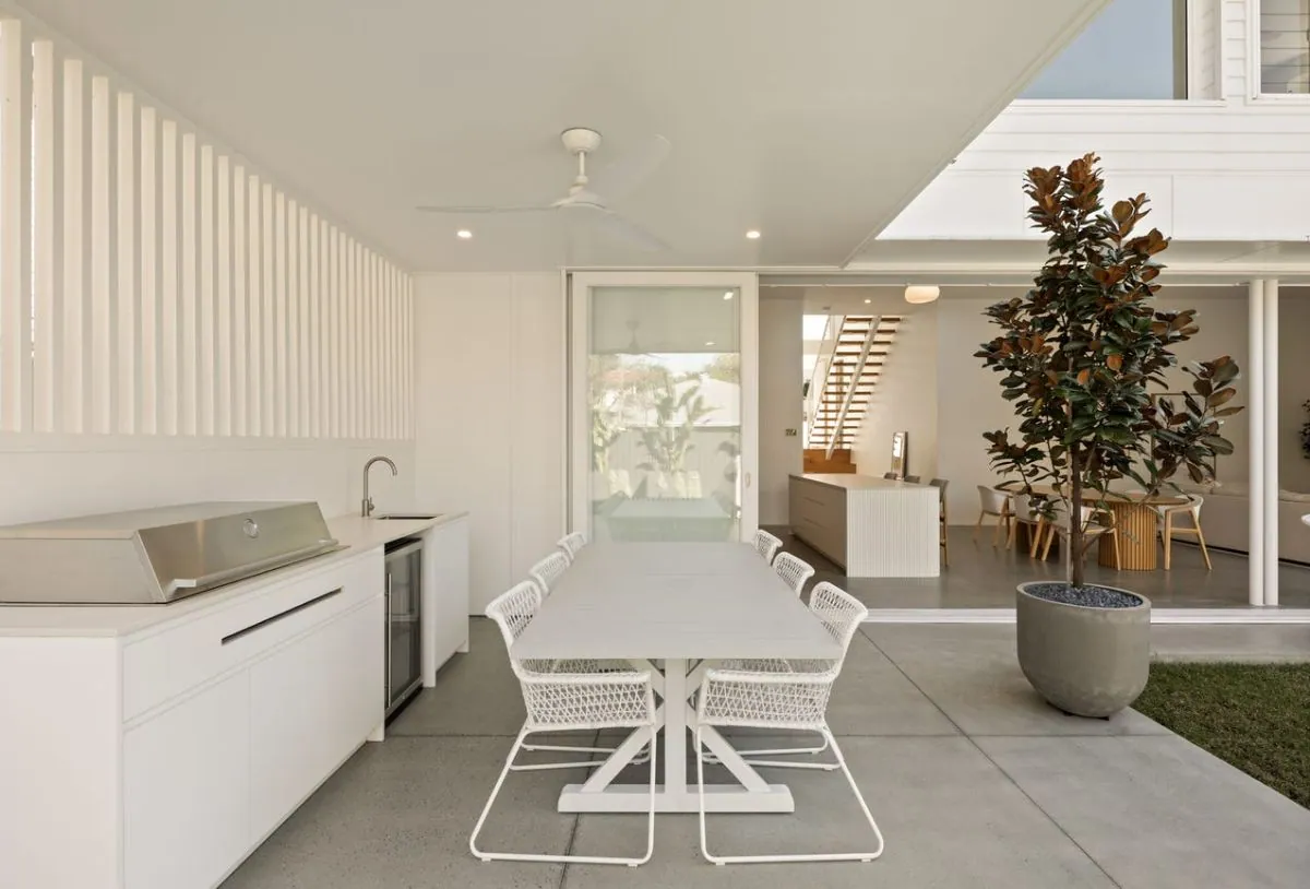 Honed concrete alfresco patio at a Brisbane home