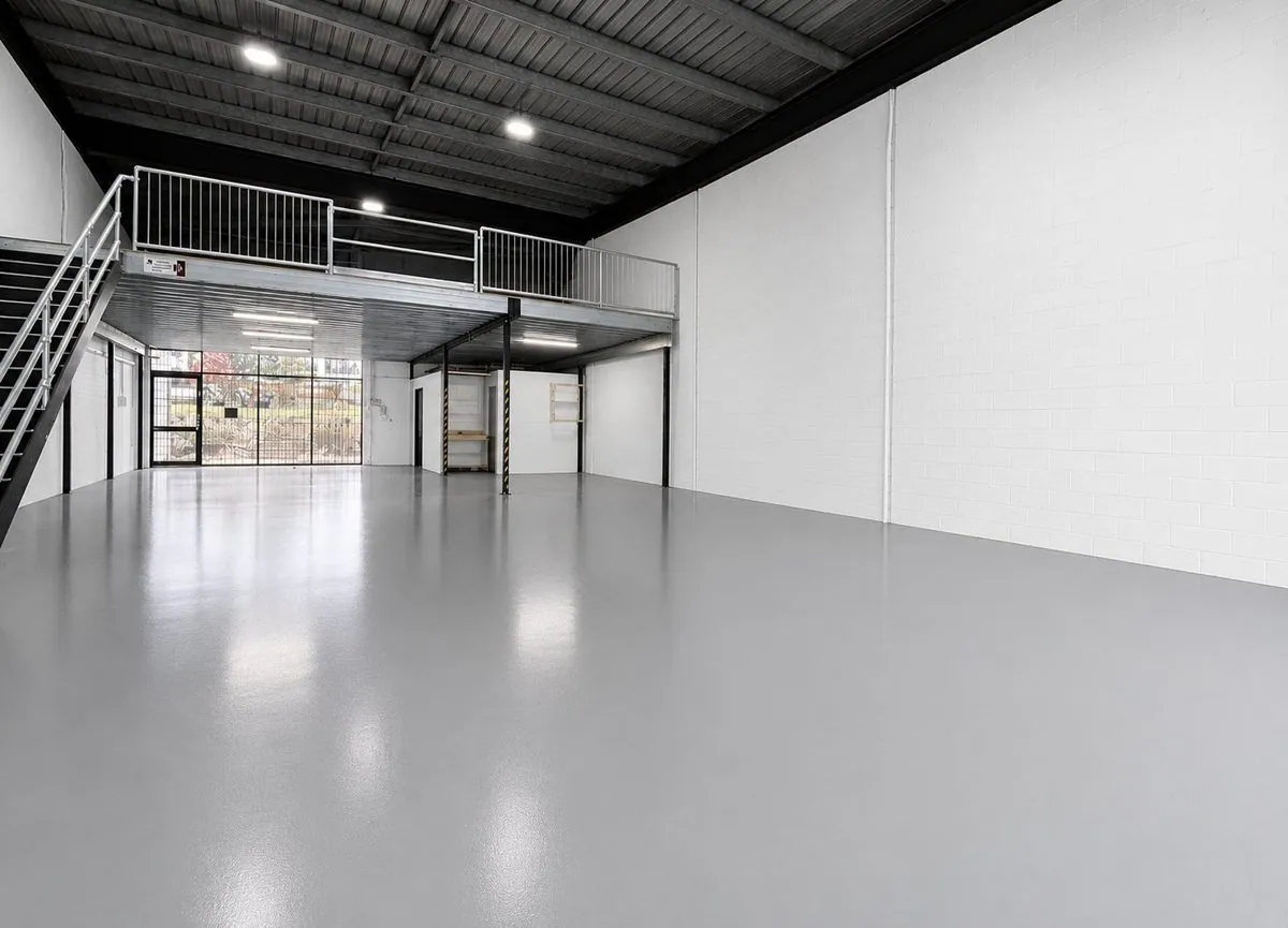 The same Brisbane unit after a grey epoxy floor coating by OzGrind, seamless and easy to clean