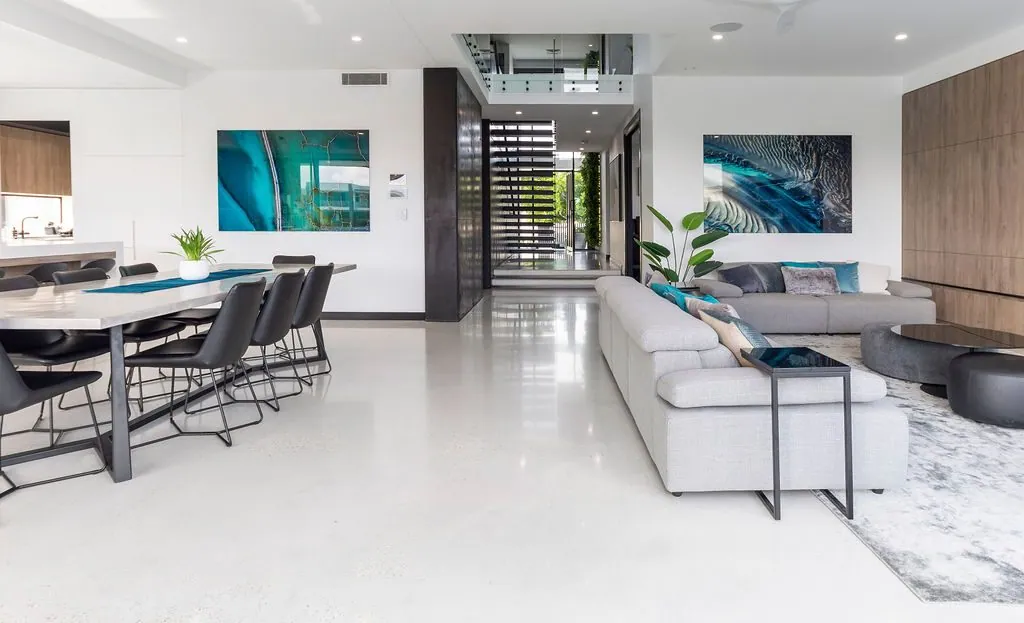 Polished concrete floor at the River Links House, Helensvale Gold Coast (11)