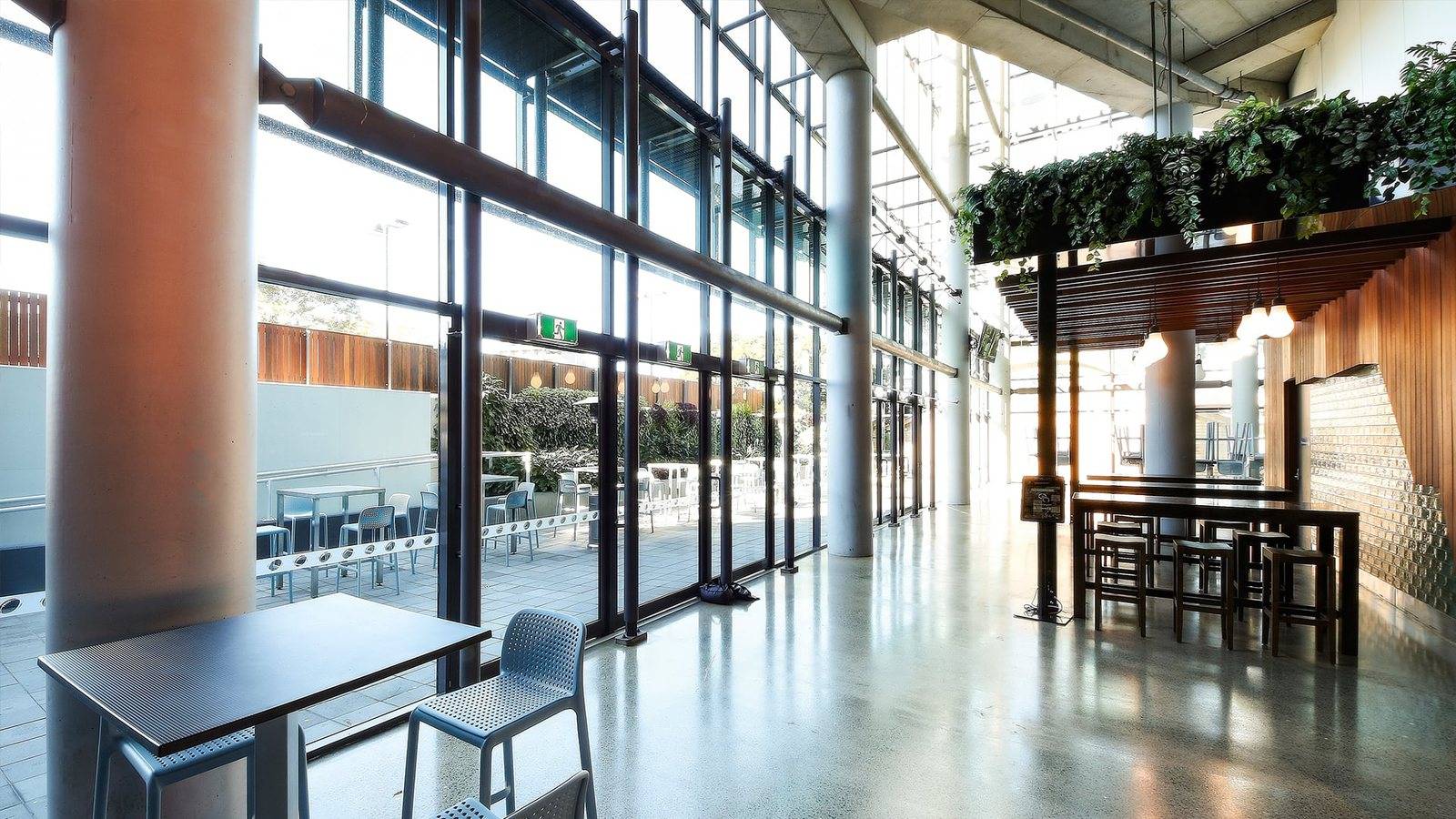 Grind and seal concrete floor at the Suncorp Stadium garden bar in Brisbane