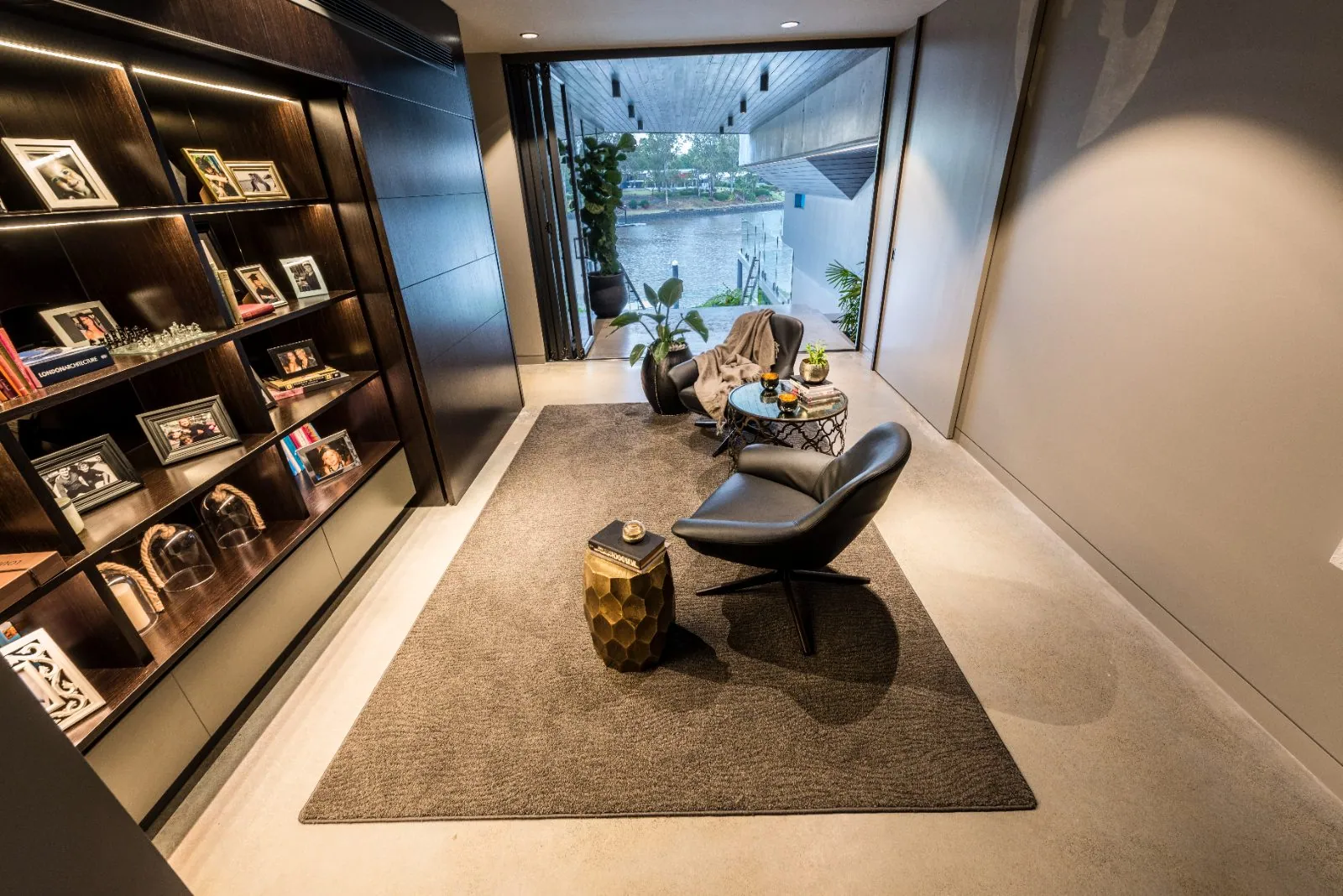 Nil exposure matte polished concrete floor in an architecturally designed home on Molonga Terrace, Graceville Brisbane (6)