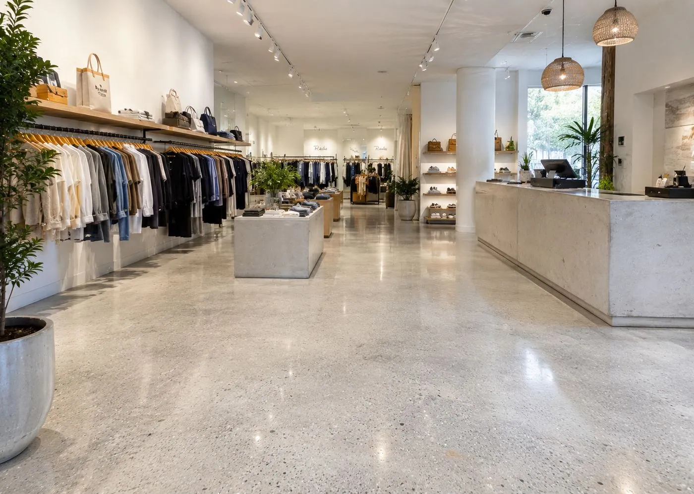 Polished concrete floor in a commercial retail store in Brisbane
