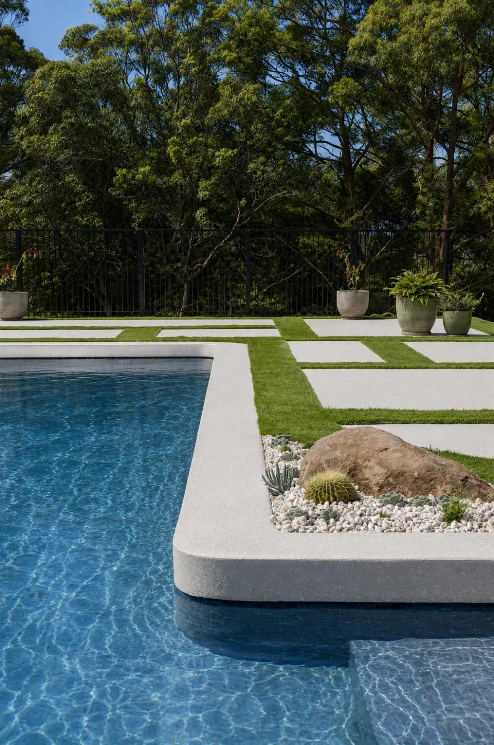 Honed concrete pool surround by OzGrind, as seen on TV, in Brisbane and the Gold Coast