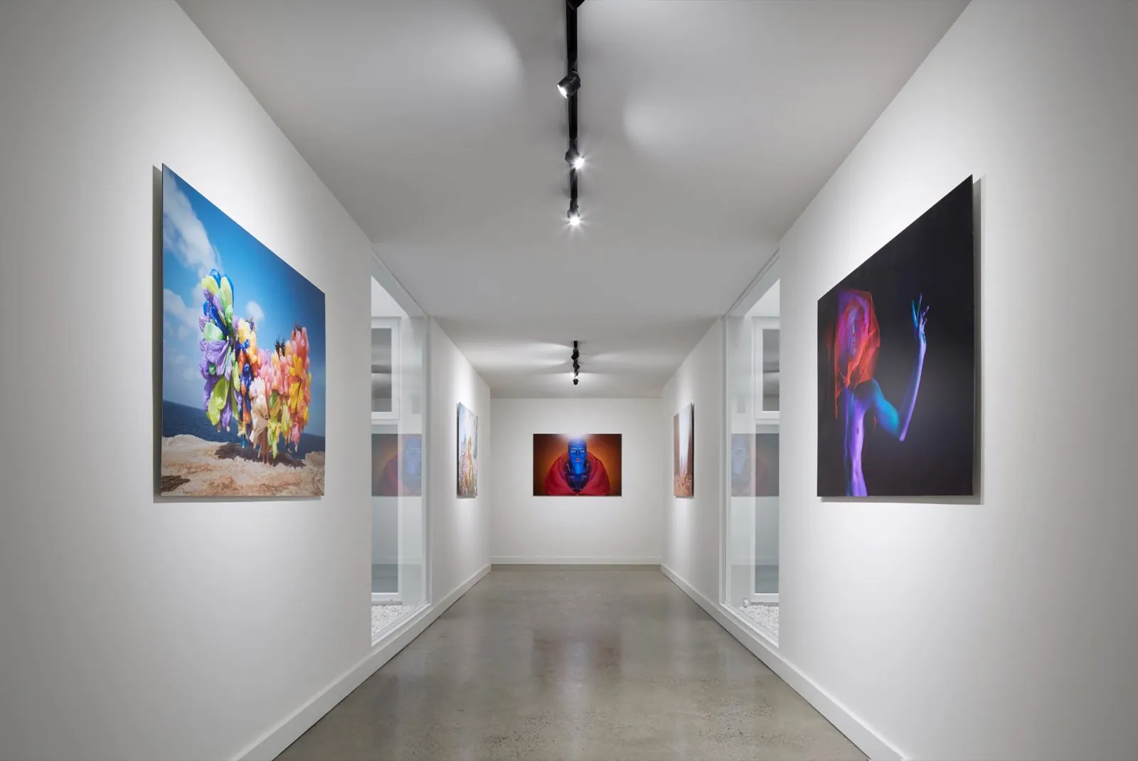 Polished concrete floor in a contemporary art gallery corridor