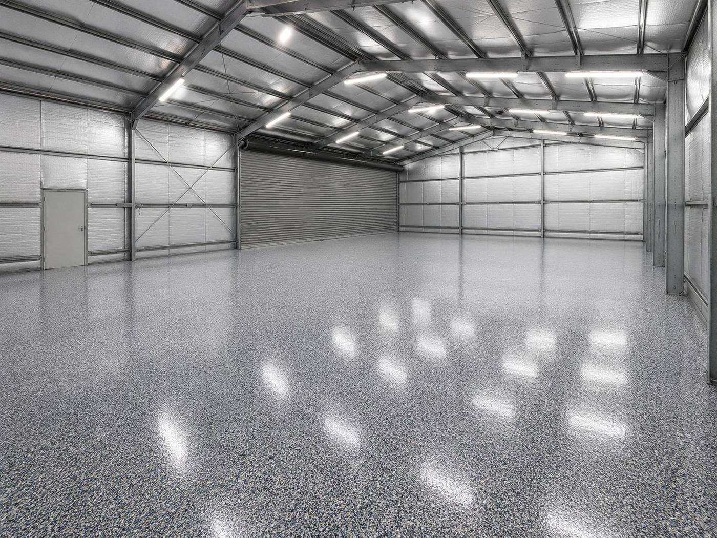 Epoxy flake floor in a Brisbane shed and factory