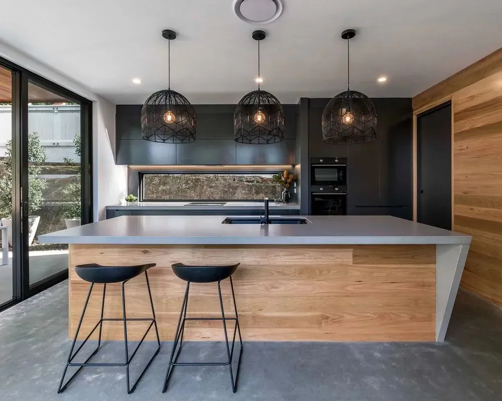 Polished concrete floor at Michael and Carlene Duffy\u2019s Ready Set Reno house