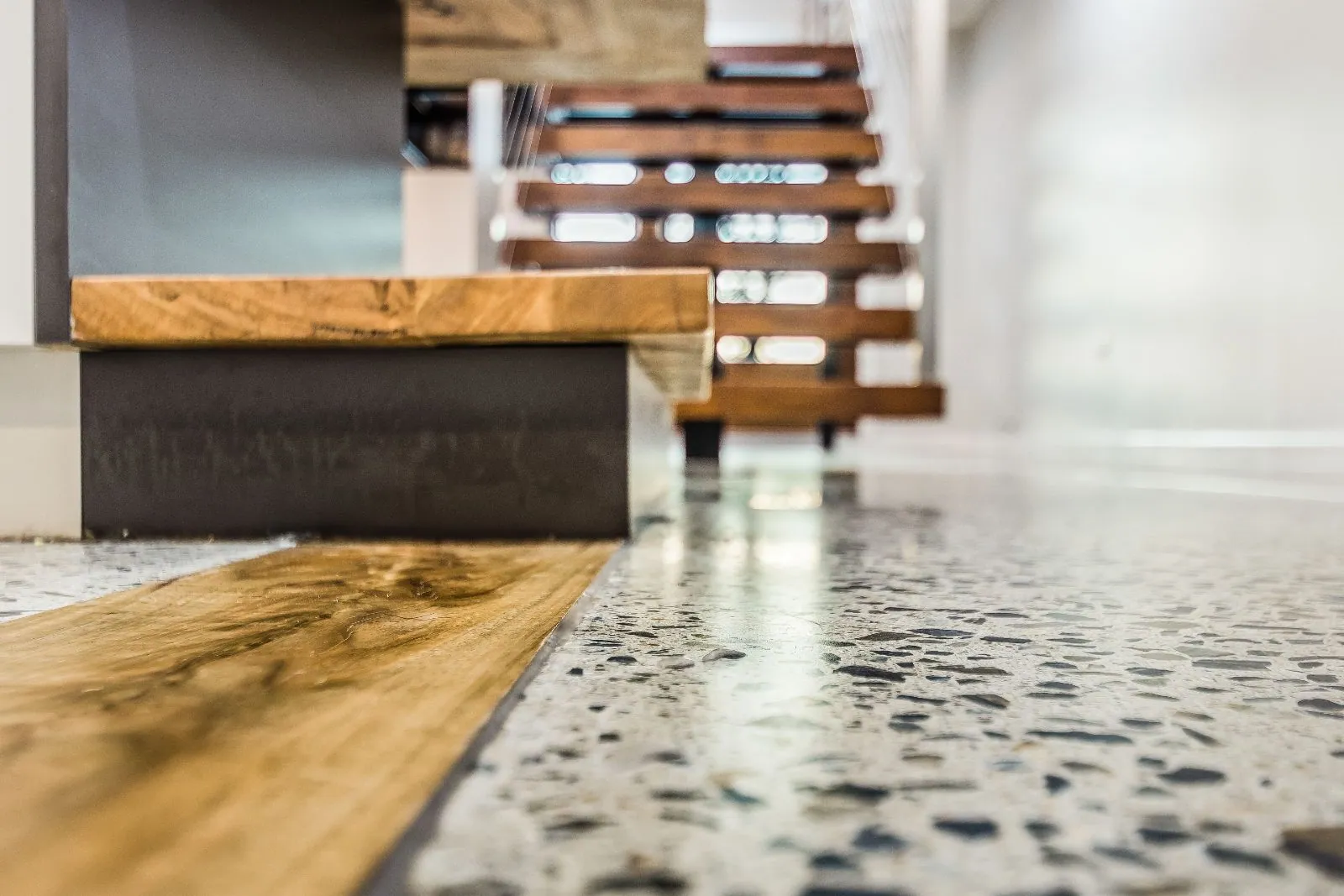 Close up of the full exposure matte polished concrete floor, Alexandra Hills Brisbane