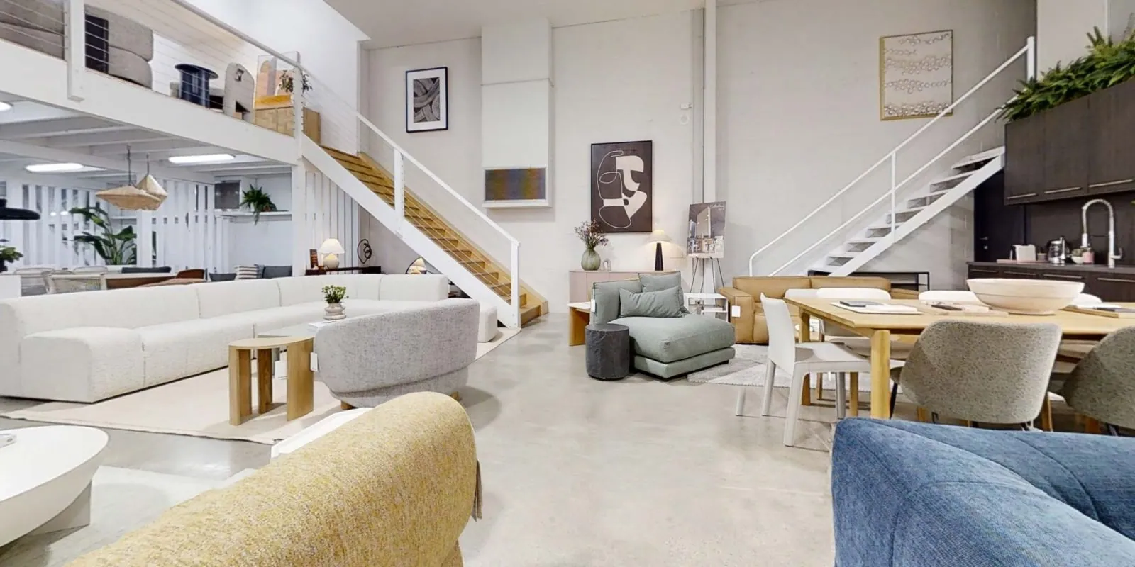 GlobeWest furniture showroom mechanically polished concrete, minimum exposure matt floor, project photo 2