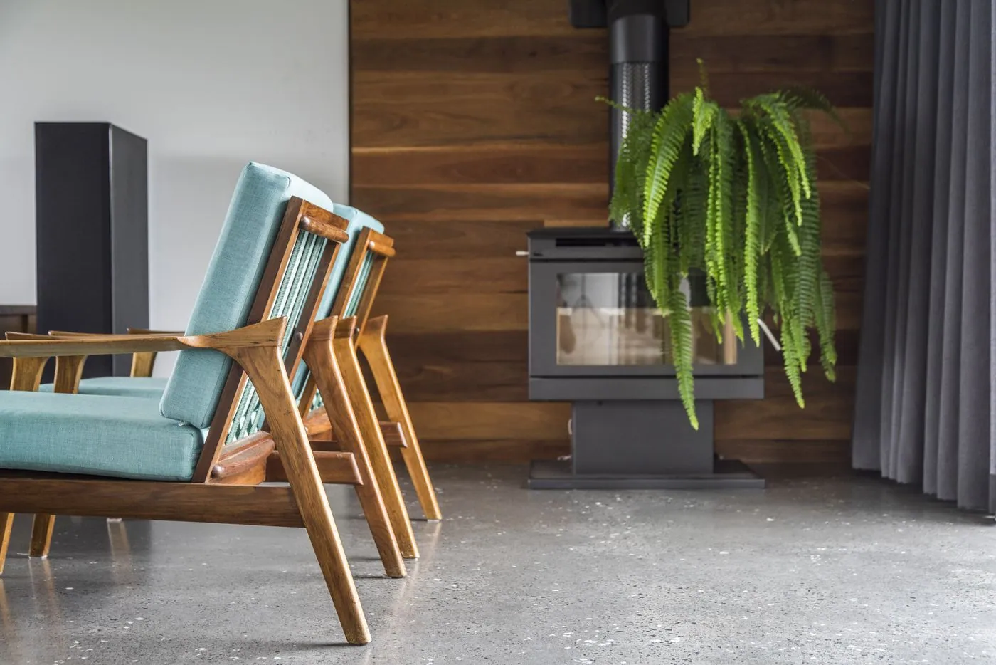 Polished concrete living room floor in a Gold Coast home