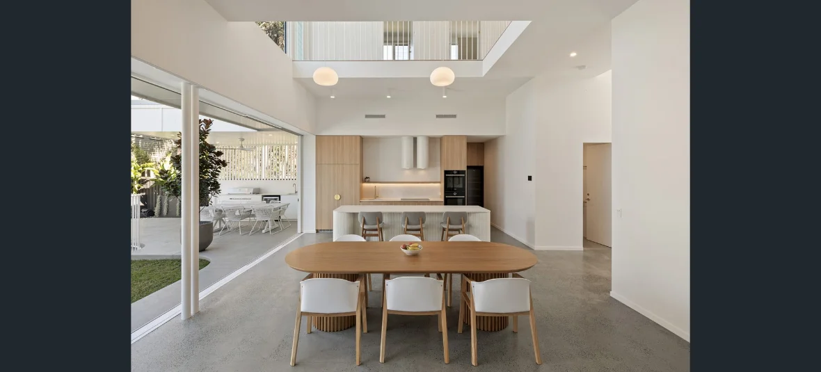 Polished concrete floor in an open plan Brisbane living space