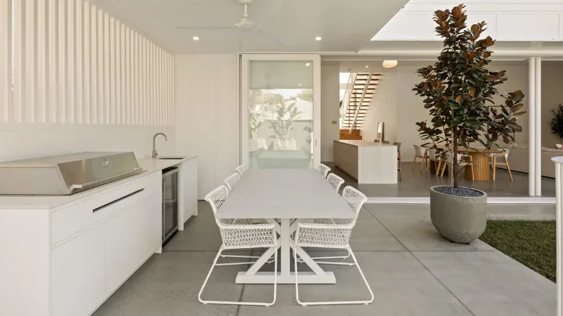 Photo — honed concrete alfresco / patio, wide shot