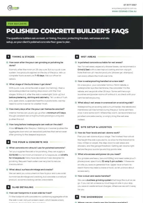 OzGrind Polished Concrete Builder's FAQs