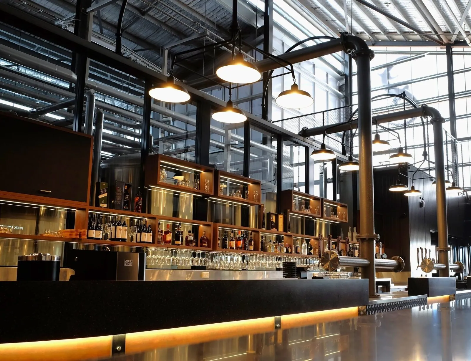 Polished concrete floor at the Distillery Road Market bar, Zarraffas Coffee head office Brisbane