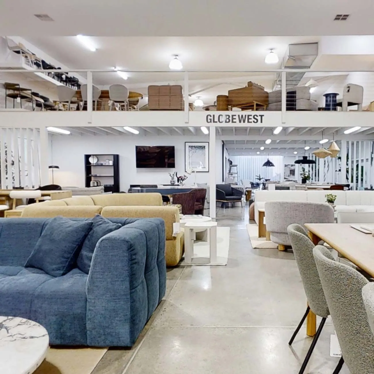 GlobeWest furniture showroom mechanically polished concrete, minimum exposure matt floor, project photo 6