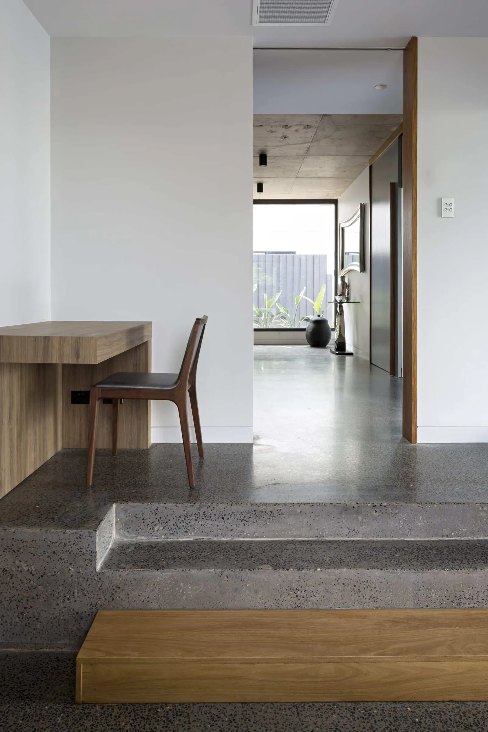Polished concrete floor at the Christian Street Clayfield home Brisbane project photo 1