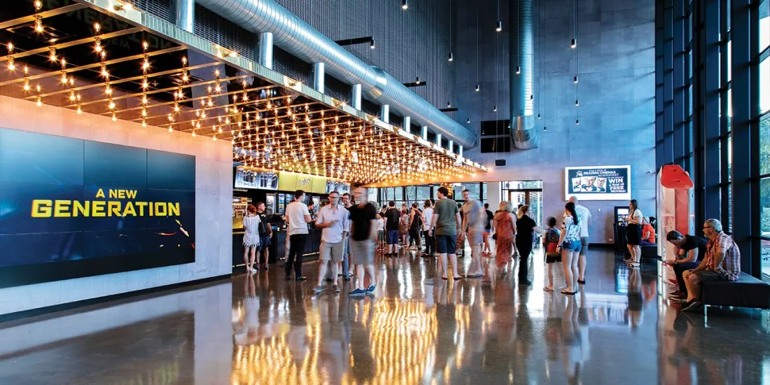 Grind and seal concrete floor in a Brisbane cinema foyer