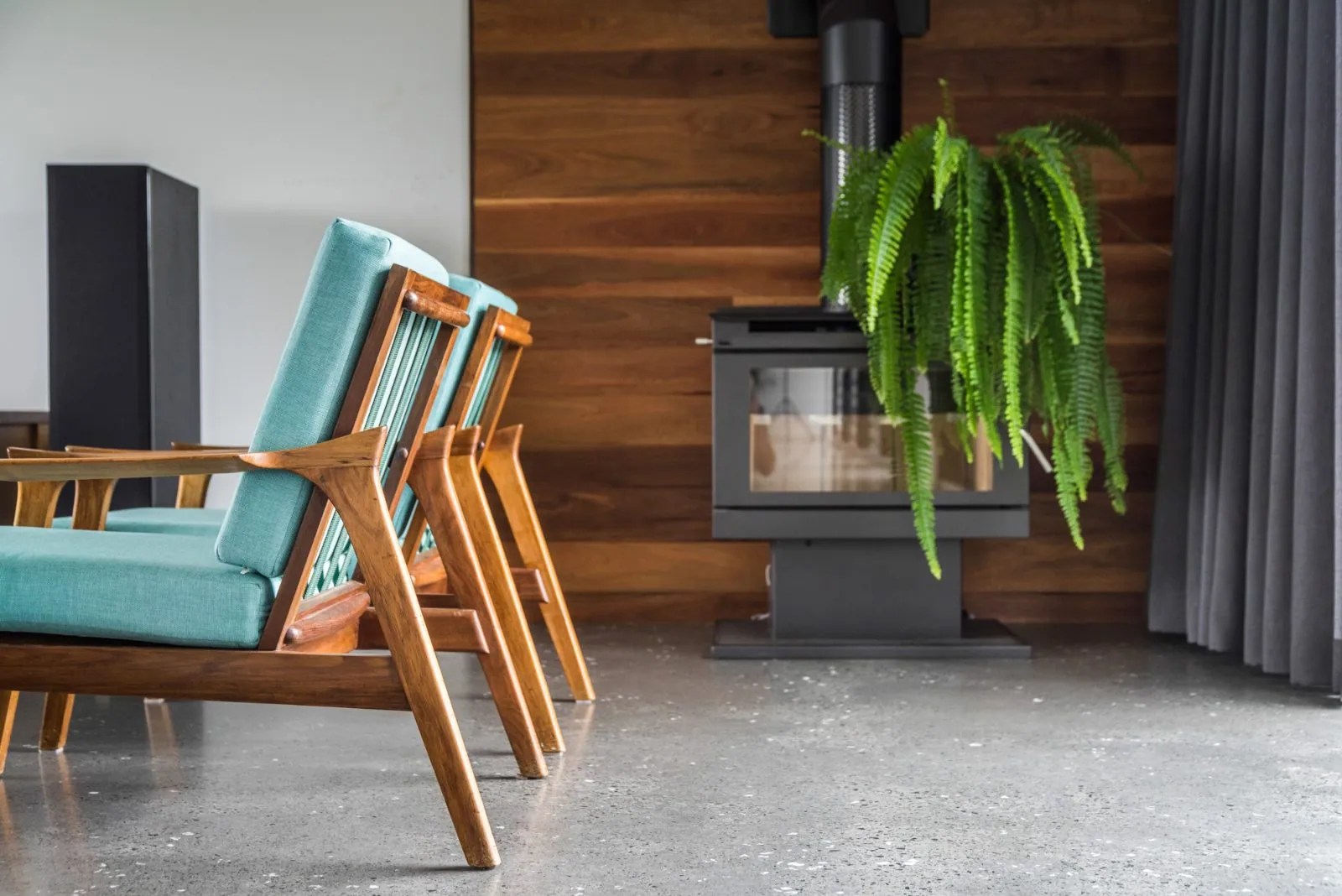 Polished concrete floor at A&K designer build, Cedar Creek